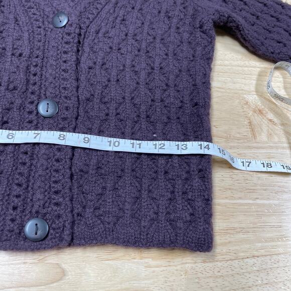 Vince NWT Crochet Wool Cashmere Blend Knit Cardigan Size XXS Purple Button Front - Picture 10 of 14